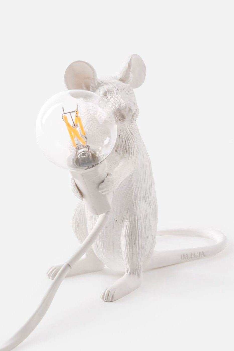 Bordslampa mus sittande vit