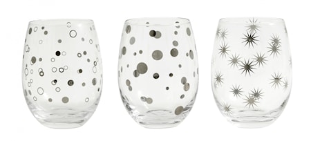 IRIS Dryckesglas rundad med silvermönster