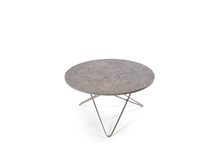 O Table Grå Marmor med Rostfri Stålram Ø80