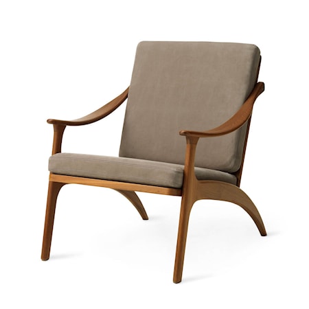 Lean Back Lounge Chair Nabuk Seppia Teak