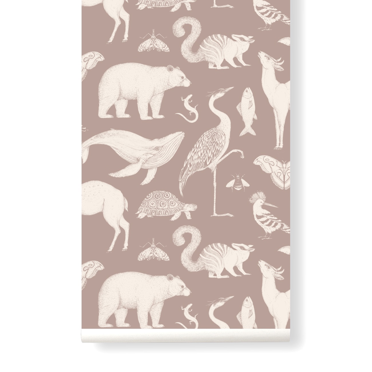 Tapet Animals Katie Scott dusty rose, Ferm Living