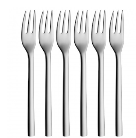 Nuova tårtgaffel blank stål 16cm 6-pack