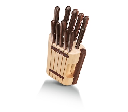 Knivblock 11 delar Trähandtag