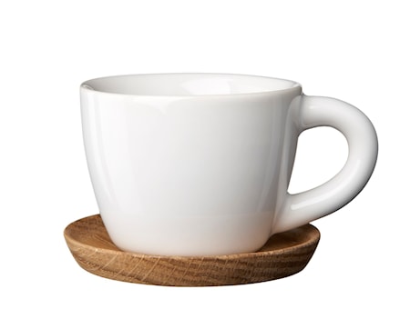 Espressokopp 10 cl med träfat vit