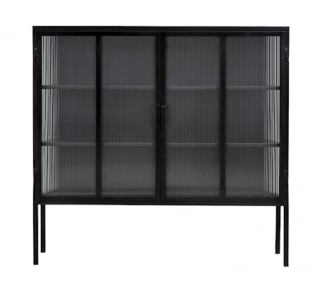 Svart Skänk 2 dörrar groovy glas