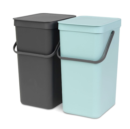 Papperskorg 'SORT & GO' Mint/Antracit 2x16 L