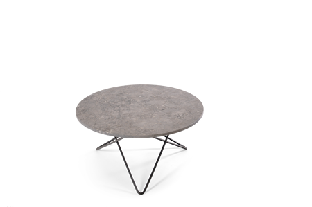 O Table Matbord Svart/Grå Marmor Ø100
