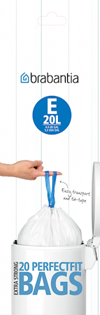 Avfallspåsar E, 20Ltr [20 påsar/rulle] White