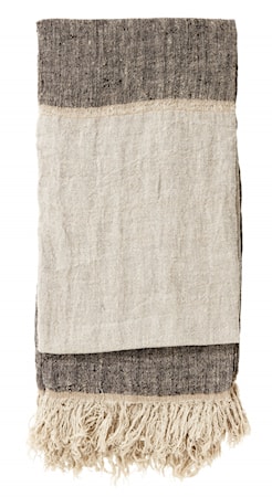Överkast Linen Fringes - Black/natural