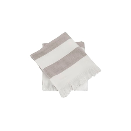 Handduk 30x30 cm Vit med Gråa streck