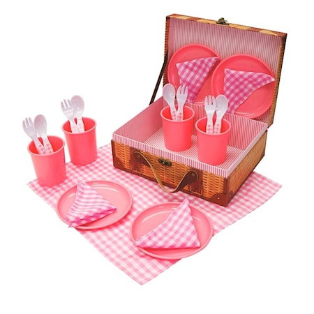 Picknick set i plast, 21 delar, Rosa