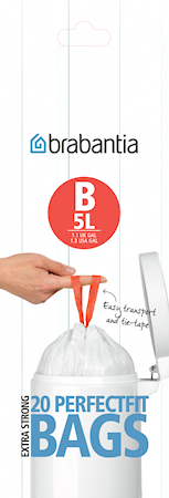 Avfallspåsar B, 5Ltr [20 påsar/rulle] White