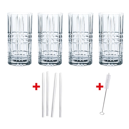 Feel Good Longdrinkglas 44,5 cl 4-pack + Sugrör