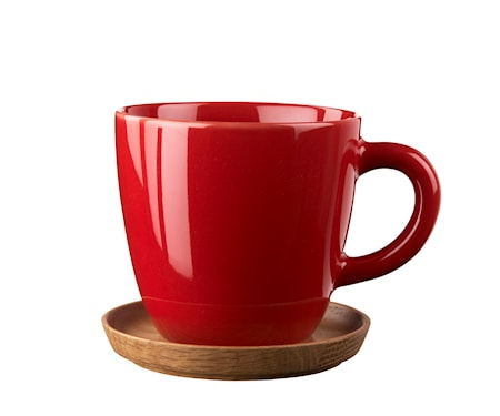 Kaffemugg 33 cl med träfat äppelröd