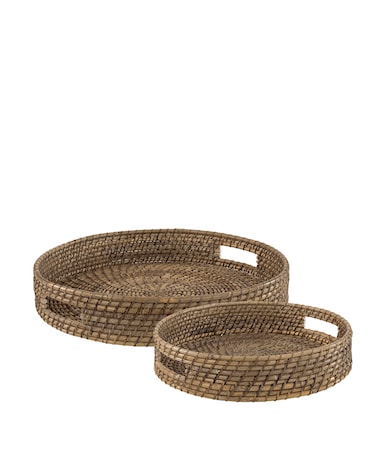 AMAZON round tray 2-set natural antique