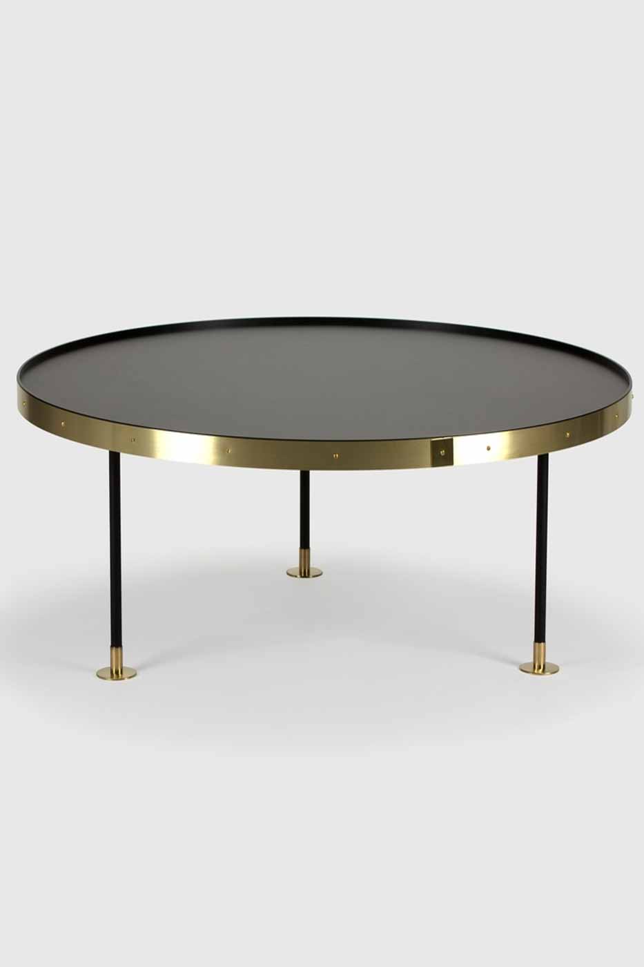 Soffbord 12 110 cm svart/mässing