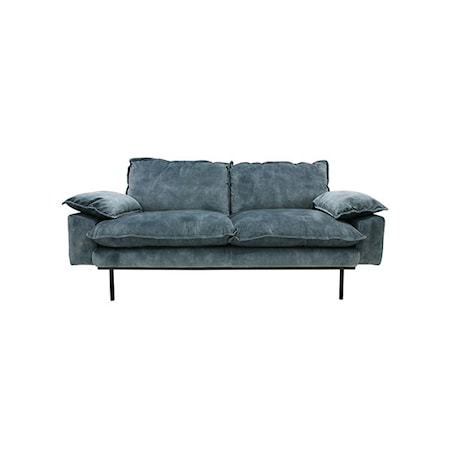 Retro Soffa Sammet 2-sits Blå