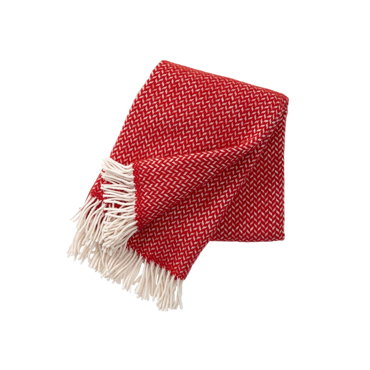 Polka ullpläd röd, Klippan Yllefabrik