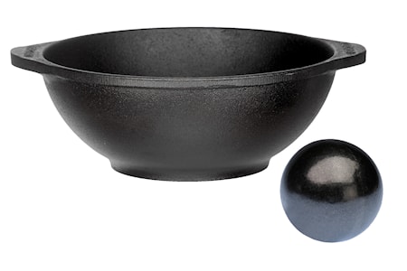 Senapskula 8 cm med tillhörande gjutjärnsskål 21cm