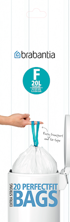 Avfallspåsar F, 20Ltr Slimline [20 påsar/rulle] White