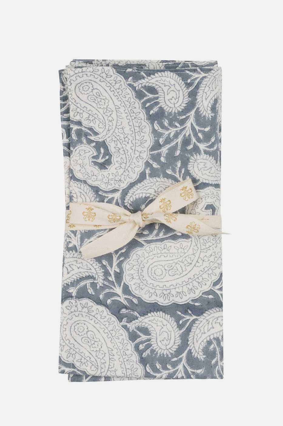 Servett Big paisley Sea blue 4-pack bomull