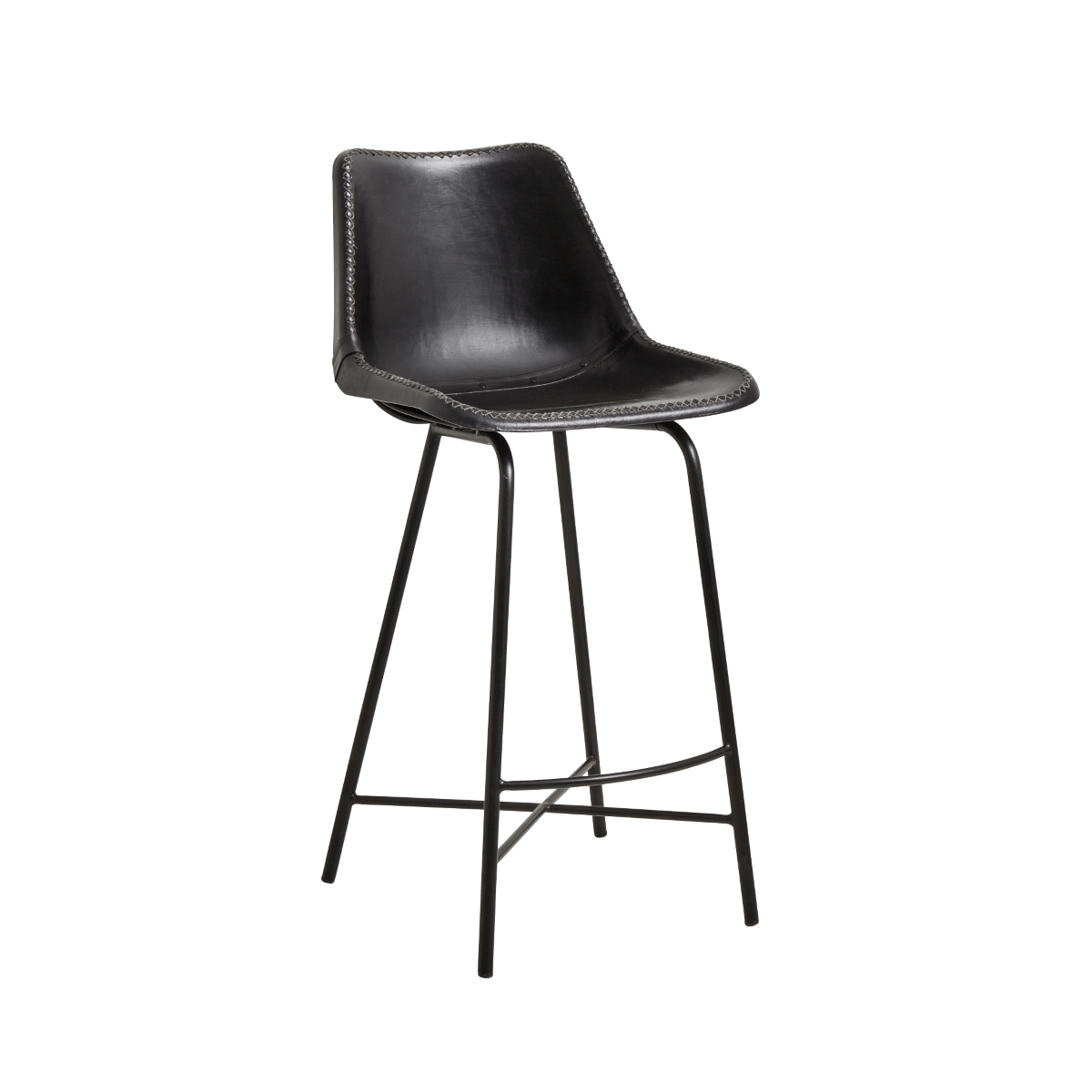 Barstol läder LEATHER CHAIR svart, Nordal