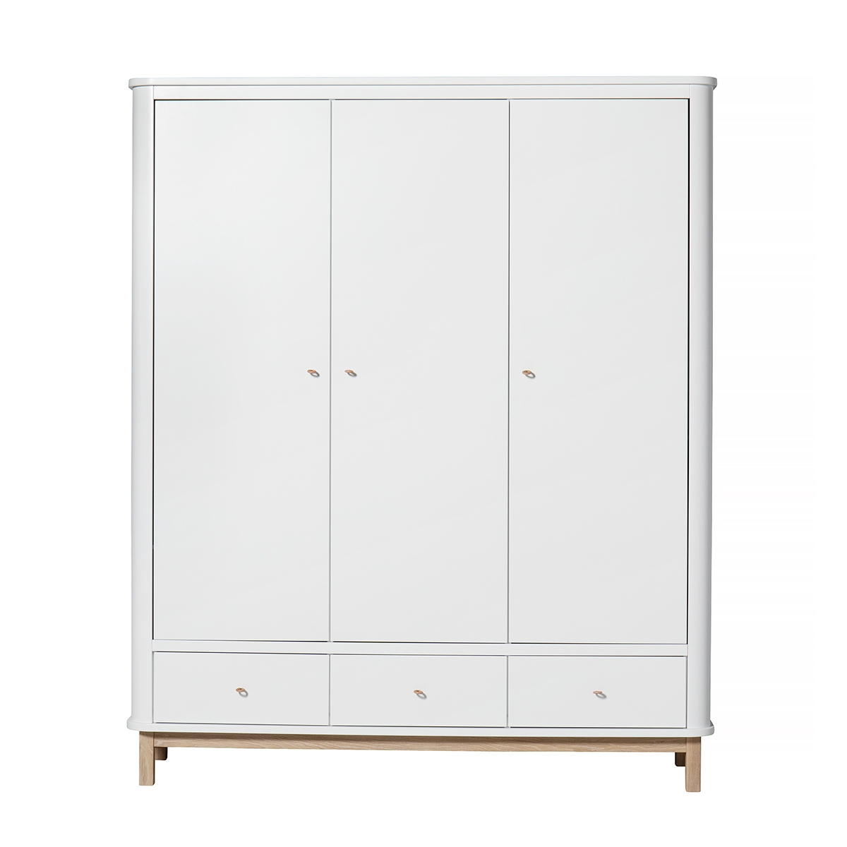 Garderob 3 dörrar Wood vit/ ek, Oliver Furniture
