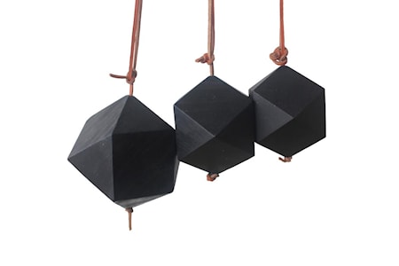 Prydnad Diamant 3 st Återvunnen Teak Svart 8 cm