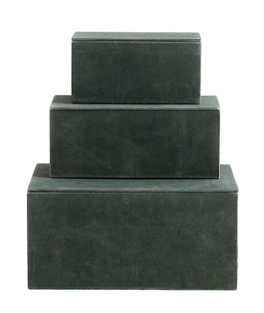 Box Grön Läder Set av 3