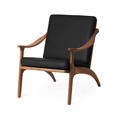 Lean Back Lounge Chair Svart Läder, Teak