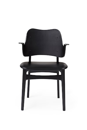 Gesture Stol S Svart Läder, Svartlackad Bok
