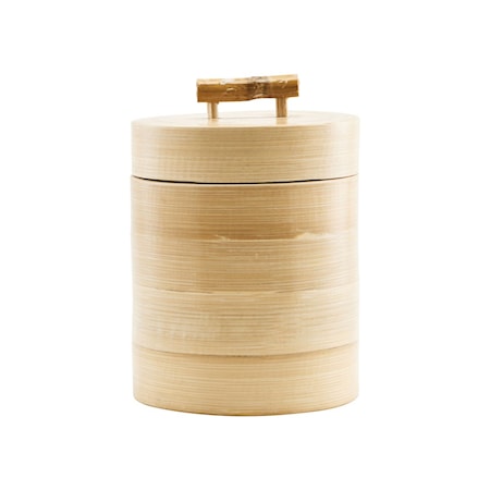 Förvaring m. lock Bamboo Ø12x15 cm