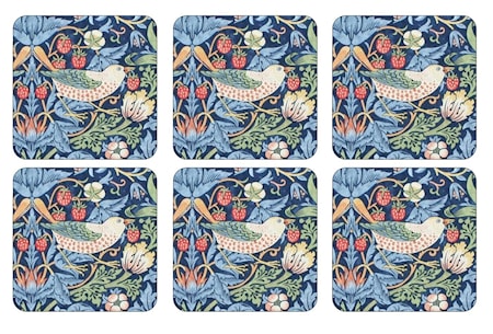 Morris Glasunderlägg Strawberry Thief Blå 6-pack