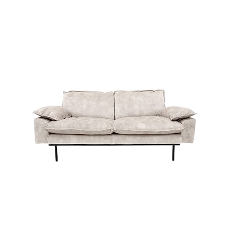 Retro Soffa Sammet 2-sits Cream Vit