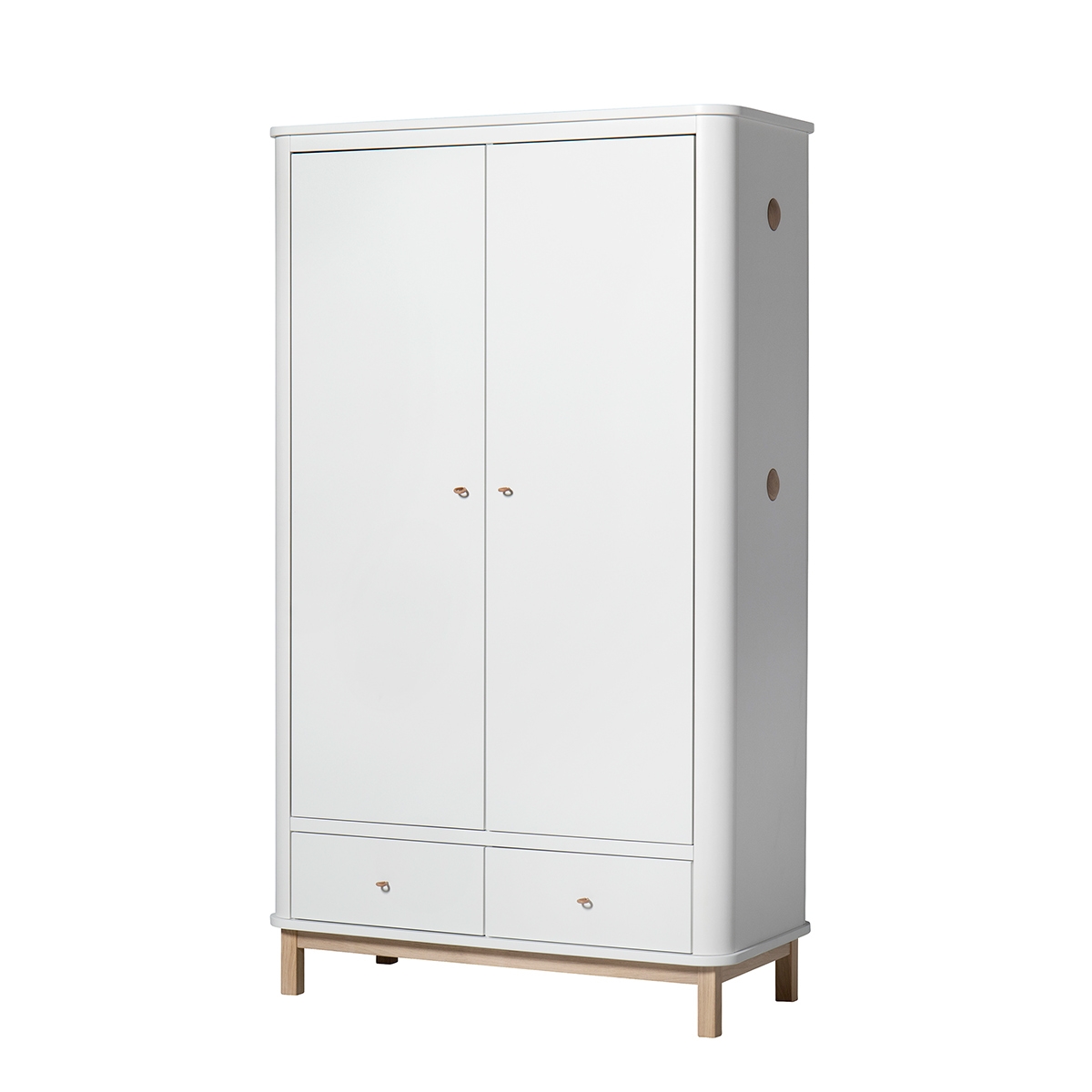 Garderob 2 dörrar Wood vit/ ek, Oliver Furniture