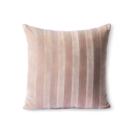 Striped Velvet Cushion Beige/liver 45x45 cm