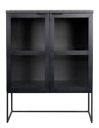 Everett Skåp Svart ek m glasdörr 125 cm