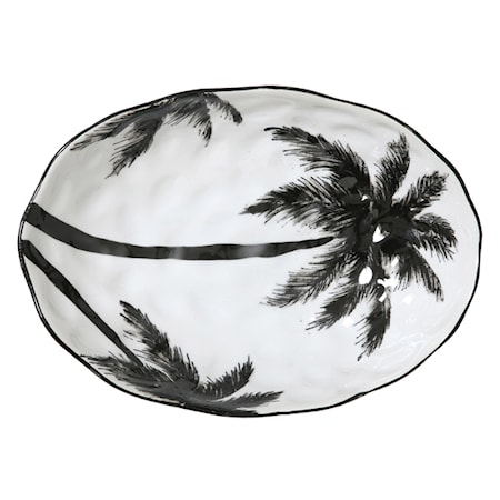 Jungle' Serveringsskål med palmblad Svart och Vit 28 cm