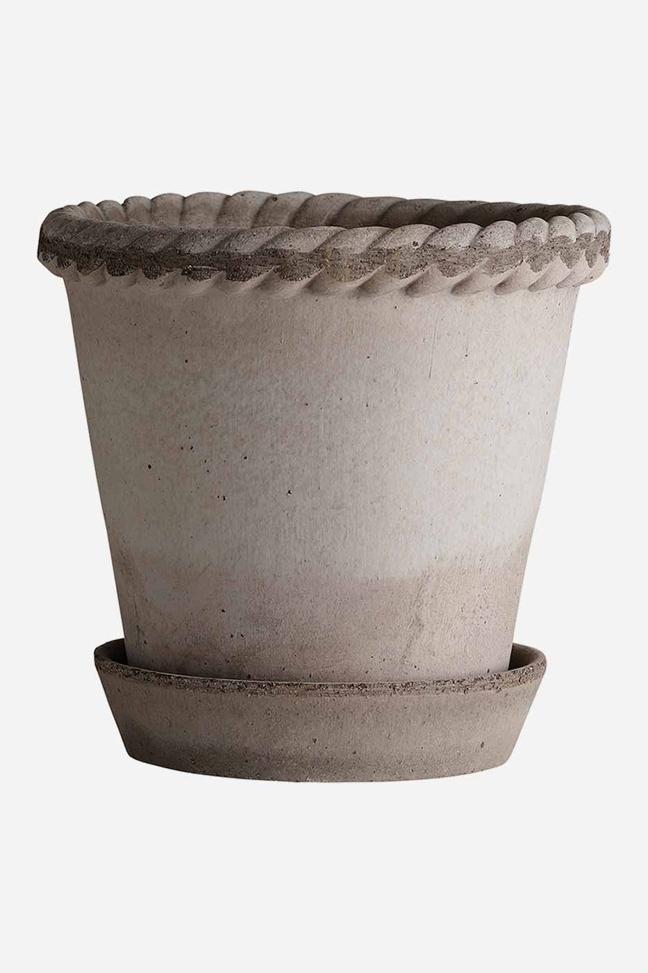 Kruka Emilia 35 cm grå inkl fat