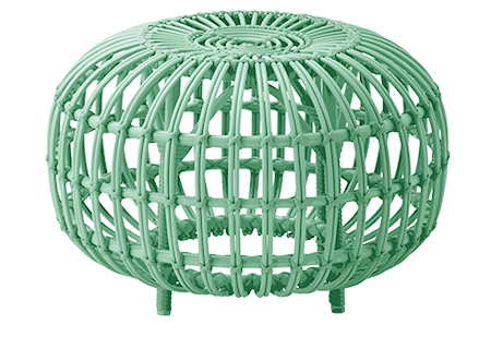 Alu rattan ottoman – Ø55, Mint green