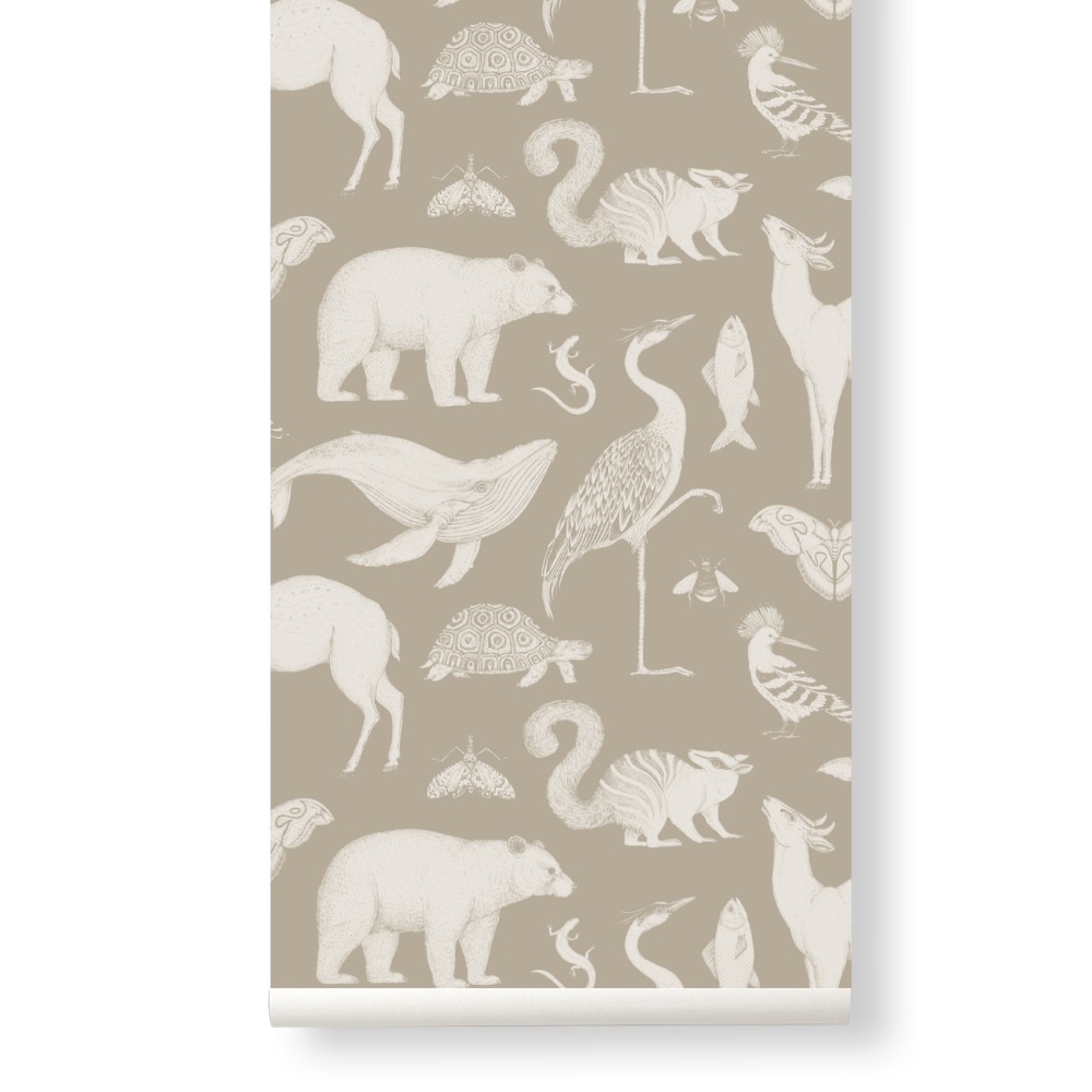 Tapet Animals Katie Scott sand, Ferm Living