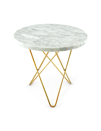 Mini O Table Vit Marmor med Mässingram Ø40