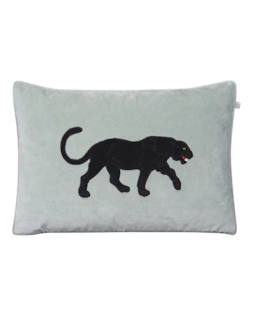 Embroidered Kuddfodral Black Panther Aqua 40x60cm