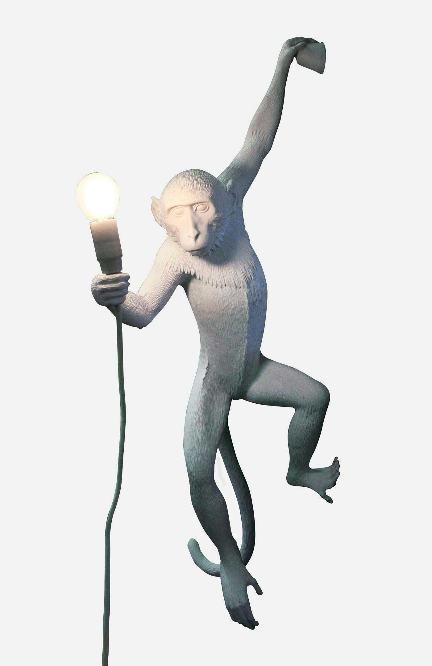 Vägglampa apa hängande vit