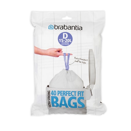 Avfallspåsar D [Dispenser Pack med 40 påsar] 15 L Vit