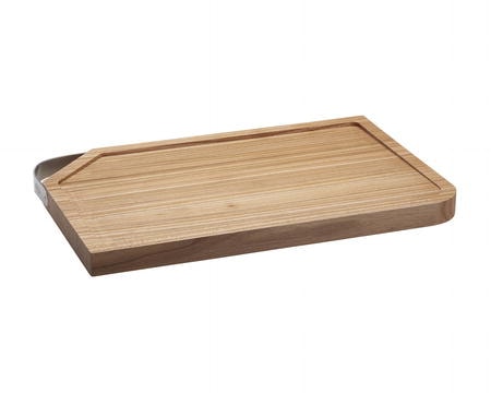 Skärbräda med handtag trä/stål 36 cm