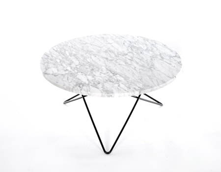 O Table Matbord Svart/Matt Vit Marmor Ø100