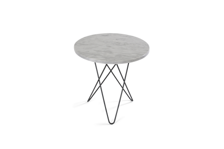 Tall Mini O Table Vit Marmor med Svart Ram Ø50
