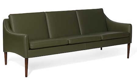 Mr. Olsen 3-sitssoffa Pickle Green Läder Valnöt