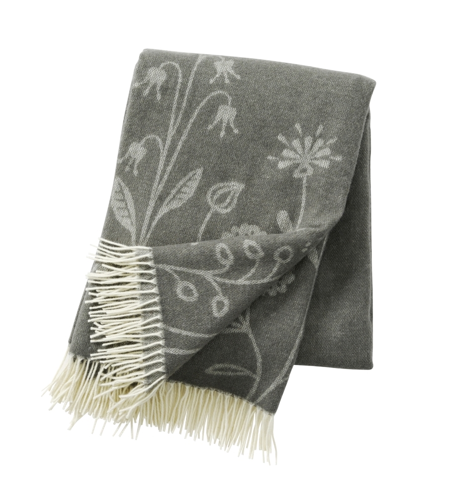 Flower Meadow premium ull Grey, Klippan Yllefabrik